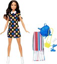 【商品名】Barbie バービー人形＆ファッションBarbie Doll & Fashions【商品説明】・Explore personal style with Barbie doll fashions designed to put together fabulous outfits for every occasion you can imagine! ・Barbie Fashionistas doll includes a fabulous outfit and comes with an additional outfit to mix and match for endless fun! ・She wears a trendy black dress with colorful polka-dot print and white collar. ・A second look with bright blue top (with bow detail) and striped skirt with uneven hem is a chic second option. ・High white sneakers and blue sandals offer stylish options. ・A white armband and a yellow purse are fashionable accessories.