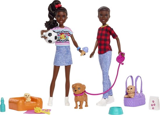 Other - Barbie バービージャクソンとジェイラツインズの人形と3才のペットの子犬とアクセサリー、3歳のおもちゃなどの13のストーリーテリングピースで2つのプレイセッ