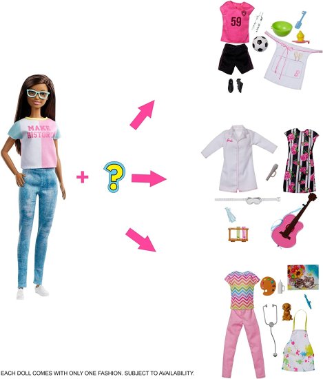 【商品名】Barbie 2つのキャリアのルックスを持つバービー人形は、ボックス化で発見する8つの服とアクセサリーの驚きを特徴とし、3-7歳の贈り物で発見しますBarbie Doll with 2 Career Looks that Feat...