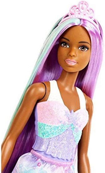 Barbie バービー人形、レインボープリンセスは、3-7歳のために、余分な長い紫と青い髪、そしてヘアブラシの外観