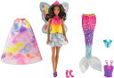 【商品名】Barbie バービードリームトピア人形とファッションBarbie Dreamtopia Doll and Fashions【商品説明】・Let your dreams run, dive and fly with the Barbie Dreamtopia Fairytale Rainbow Cove Dress-up doll set that comes with Barbie doll and three different fantasy outfits -a mermaid, a fairy AND a princess! ・The pieces can be mixed and matched to create a classic fairytale look or a unique character in an instant -the clothing and accessories are inspired by the color-filled Dreamtopia land of Rainbow Cove. ・The princess look comes to life with a pink and purple snap-on bodice, rainbow-inspired skirt with clouds and stars, a pink tiara and pink shoes. ・The mermaid look makes waves with the doll's blue top, blue necklace and a tail with a rainbow colors, galaxy stars, a peplum and shimmery white fins. ・The fairy look takes off with a colorful snap-on bodice, a shimmery fairy skirt with rainbow and cloud print, purple fairy shoes and colorful wings with rainbows, stars and a butterfly shape. ・Collect all the Barbie Dreamtopia dolls and accessories and let your stories take flight (each sold separately, subject to availability).