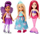 Barbie 3つのチェルシーマーメイド、フェアリー、プリンセスドールズのマテルバービードリームトピアパック、マルチカラーFPL86