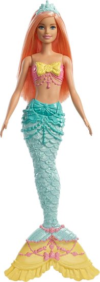 Barbie バービードリームトピアマーメイドドール、約12インチ、虹の尾、サンゴの髪、3-7歳の髪の毛