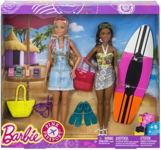 Barbie バービーピンクパスポート2パックキャンプアドベンチャードールズギフトセット、ブラウン