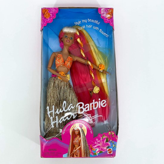 【商品名】Barbie ピンク＆ゴールドフラ髪バービーPink & Gold Hula Hair Barbie【商品説明】・Style her beautiful sunlit hair with flowers! ・Mattel 1996...