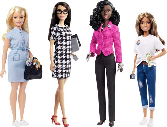 Barbie バービー Campaign Team Giftset 4つの12インチドール（1ブロンド、3ブルネット）と候補者、キャンペーンマネージャー、募金活動、有権者人形向けのキ