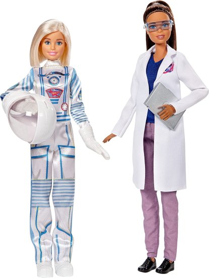 【商品名】Barbie バービー宇宙飛行士＆宇宙科学者人形BARBIE ASTRONAUT & SPACE SCIENTIST DOLLS【商品説明】・Two Barbie dolls can accomplish big dreams working together as colleagues! ・Explore space-related careers with this themed set that comes with two dolls and professional accessories. ・Barbie astronaut doll is ready to lift off wearing a white space suit with blue and red details. White gloves, boots and a cool snap-on helmet are stellar accessories. ・Barbie space scientist stays grounded dressed in a white coat, blue shirt, purple pants and shoes. Goggles and a laptop allow her to explore, too! ・Young imaginations will love launching their dreams because with Barbie, you can be anything!