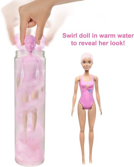 ワールドセレクトショップのBarbie バービーの色は7つの驚きで人形を明らかにします。 4つのミステリーバッグには、サプライズウィッグ、スカート、靴、スポンジが含まれています。動物を｜アングル3