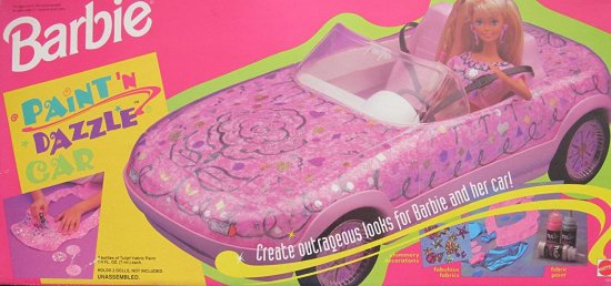 Barbie バービー Paint 'n Dazzle Car -Paint＆Dazzleへのコンバーチブル車（1993年にメキシコでMade）