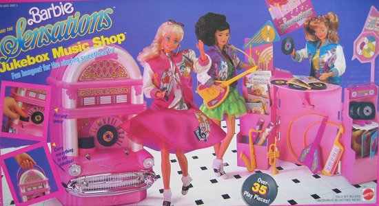 Barbie バービー and the Sensations Jukebox Music Shop Playset W 35+ピース - レコードは本当にスピンします！ （1987 Mattel Hawthorne）