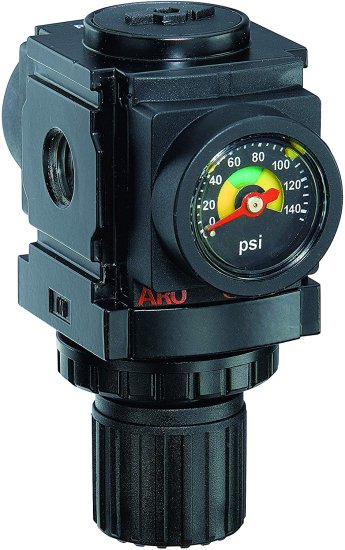 Ingersoll Rand ARO R37341-600-VS Air Regulator 1/2" NPT, w/ Gauge - 250 psi Max Inlet,Black/Gray