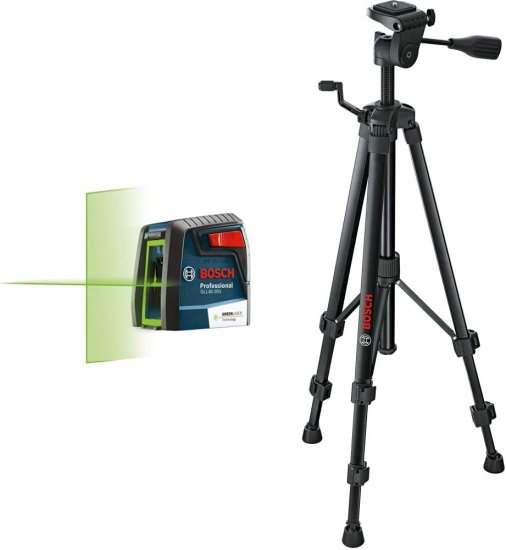 BOSCH ボッシュ GLL40-20G Green-Beam Self-Leveling Cross-Line Laser with BOSCH ボッシュ BT150 Compact Extendable Tripod with Adjustable Legs BT 1