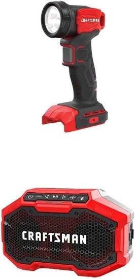 CRAFTSMAN V20 LED Work Light with Bluetooth Speaker, Tools Only (CMCL020B CMCR001B)