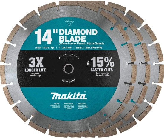 Makita マキタ B-69646 14" Diamond Blade, Segmented, General Purpose, Contractor 3/Pk