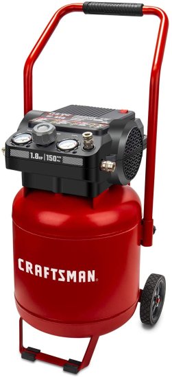 Craftsman Air Compressor, 10 Gallon Peak 1.8 Horsepower Oil-free Compressor, Max 150 PSI, Vertical Compressor Air Tools, Model: CMXECXA0331042,