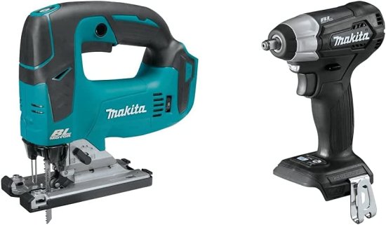 Makita マキタ XVJ02Z 18V LXT Lithium-Ion Brushless Cordless Jig Saw, Tool Only with XWT12ZB 18V LXT Li-Ion Sub-Compact Brushless Cordless 3/8