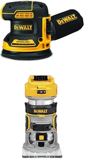 Dewalt デウォルト 20V MAX Brushless Orbital Sander with Cordless Router, Tools Only (DCW210B DCW600B)