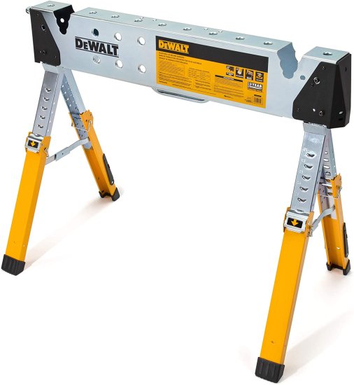 Dewalt デウォルト Adjustable Height Portable Steel Welding Sawhorse, Double-Locking Legs, Pipe Saddles, 1,100 lb Weight Capacity