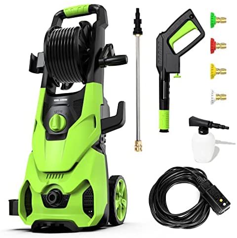 Rock Rocker Powerful Electric Pressure Washer, 3500PSI Max 1.85 GPM Power Washer with Hose Reel, 4 Quick Connect Nozzles, Soap Tank, IPX5 Car Wa