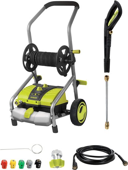 Sun Joe SPX4001 2030 PSI 1.76 GPM 14.5 Amp Electric Pressure Washer w/ Pressure Select Technology Hose Reel