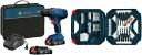 BOSCH ボッシュ 18V Compact 1/2" Drill/Driver Kit with (2) 1.5 Ah Slim Pack Batteries GSR18V-190B22 & 65-Piece Drilling and Driving Mixed Set MS4