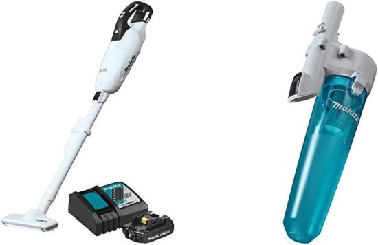 楽天ワールドセレクトショップMakita マキタ XLC05R1WX4 18V LXT Lithium-Ion Compact Brushless Cordless 3-Speed Vacuum Kit, w/Push Button and Dust Bag （2.0Ah） with 191D70-5 Whi