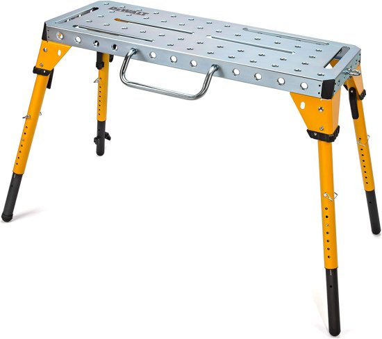 Dewalt デウォルト Adjustable Height Portable Steel Welding Table and Work Bench, 18 x 46-inch Tabletop, Folding Legs, Carrying Handle, and Cord