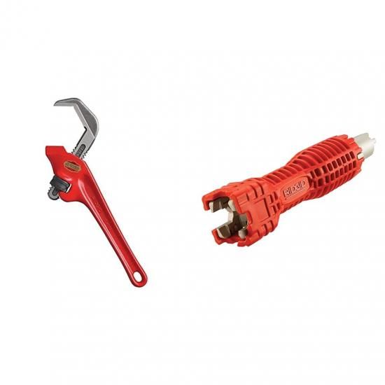 乐天商城 - RIDGID 31305 モデル E-110 9.5インチオフセット六角ジョーパイプレンチ（赤）、米国製 & 57003 EZチェンジ配管レンチ 蛇口取付・取外しツール
