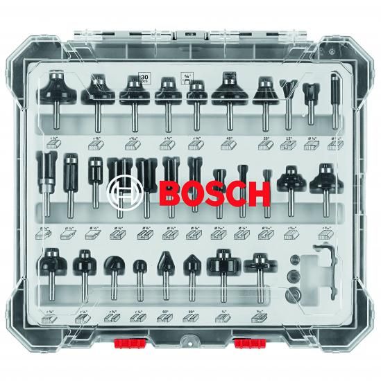 乐天商城 - BOSCH RBS030MBS 30ピース（ユニバーサル互換アクセサリ）超硬チップ付き木工ルータービットアソートセット