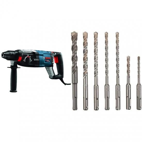 Rakuten - Bosch GBH2-28L 1-1/8インチ SDS-plus Bulldog Xtreme Max ロータリーハンマーと7ピース カーバイドチップ SDS-plus ロータリーハンマードリルビットセット