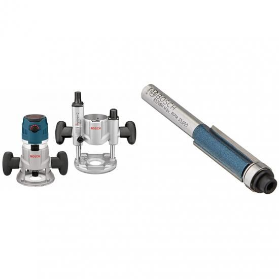 Rakuten - BOSCH MRC23EVSK コンビネーションルーター - 15アンペア 2.3馬力 コード式可変速コンビネーションプランジ＆固定ベースルーターキット、3/8インチ x 1イン