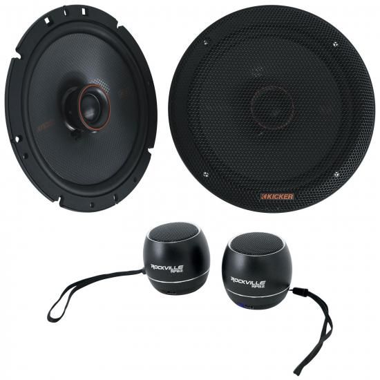 乐天商城 - オーディオセービングバンドル: Kicker 51KSC6704 6.75インチ 100ワット RMS カーオーディオスピーカー (1組)、Rockville RPB3-BLACK ハンドヘルドワイヤレ