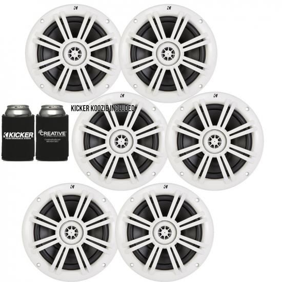 KICKER ホワイト OEM 交換用マリン 6.5インチ 4オーム 同軸スピーカーバンドル - ...