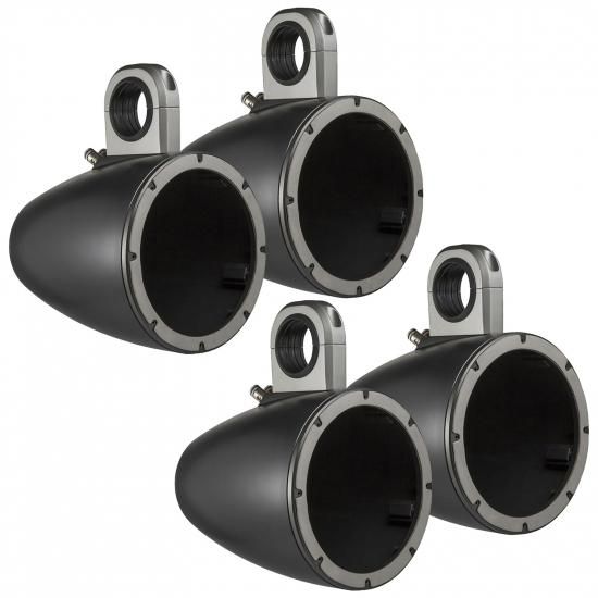 Kicker KMTES 8インチ 耐候性 マリン エンプティ タワー スピーカー エンクロージャ (ブラック) 2ペア (数量4)