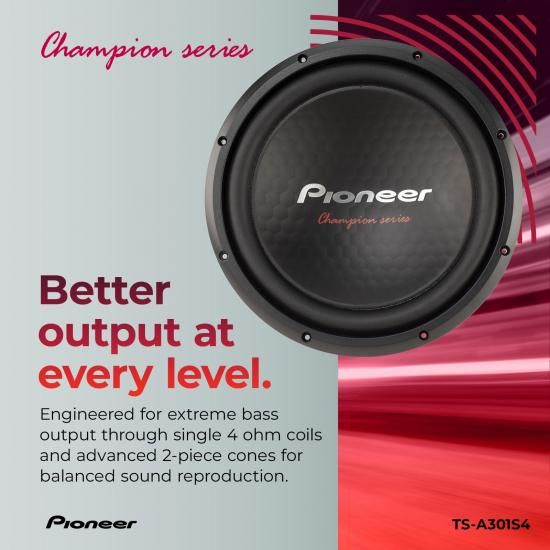 Pioneer パイオニア TS-A301S4 - パワフルな12インチサブウーファー、1600ワットピ...