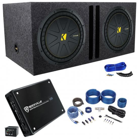 Kicker 50CWCD124 CompC 12インチサブウーファー2台+ベントボックス+モノラルアンプ+ワイヤー CWCD124 ..