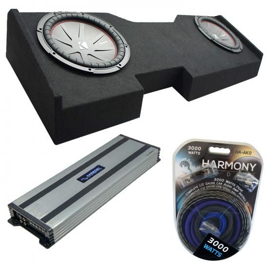 Harmony Audio 2014-2018年式 シボレー シルバラード クルーキャブ対応 キッカーバンドル CompR CWR10 デュアル10サブボックス Harmony HA-A1500.1