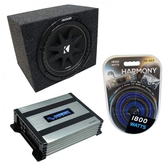Harmony Audio ユニバーサルカーステレオ Rhino コーティングポート 10インチ Kicker バンドル Comp C10 サブボックスエンクロージャ & Harmony HA-A400.1