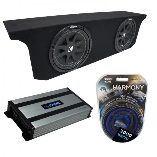 Harmony Audio 2007-2018 Jeep Wrangler JK Unlimited Kicker Bundle Comp C12 デュアル 12インチ サブボックスエンクロージャー & Harmony HA-A800.1 アン