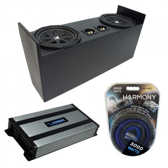 Harmony Audio 1987-2006 Jeep Wrangler YJ TJ Kicker バンドル Comp C10 デュアル 10インチ Rhino サブボックスエンクロージャ & Harmony HA-A800.1 アンプ