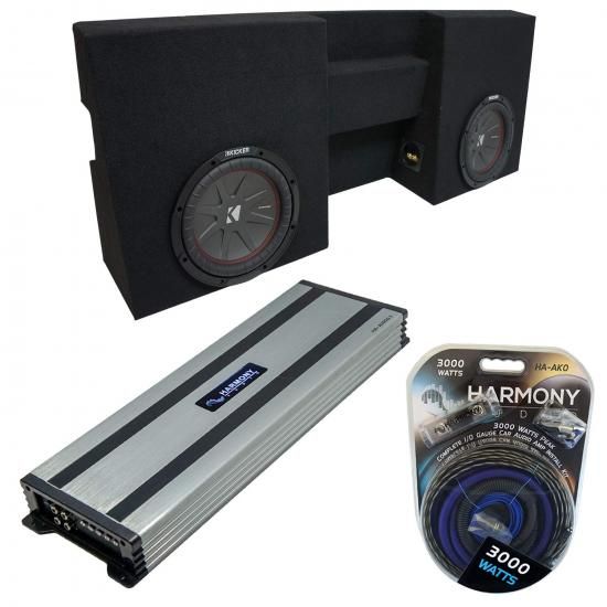 Harmony Audio 2005年以降のトヨタ タコマ ダブルキャブ トラック対応 Kicker バンドル CompR CWR10 デュアル 10インチ サブボックス エンクロージャ & Harm