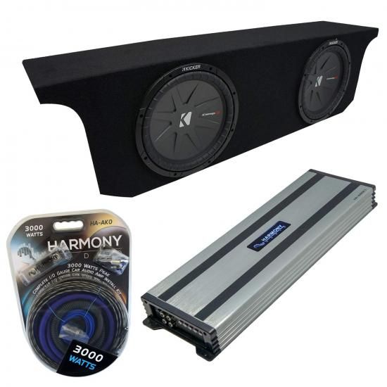 Harmony Audio 2007-2018 Jeep Wrangler JK Unlimited Kicker Bundle CompR CWR12 デュアル 12インチ サブボックスエンクロージャ & Harmony HA-A1500.1 ア