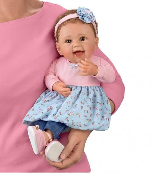 Ashton Drake アシュトン・ドレイク 赤ちゃん 人形 の「ギグルズ・アンド・グリンズ」ベビードール、18インチ、タッチ操作、ポーズ変更可能、シェリー・ロー