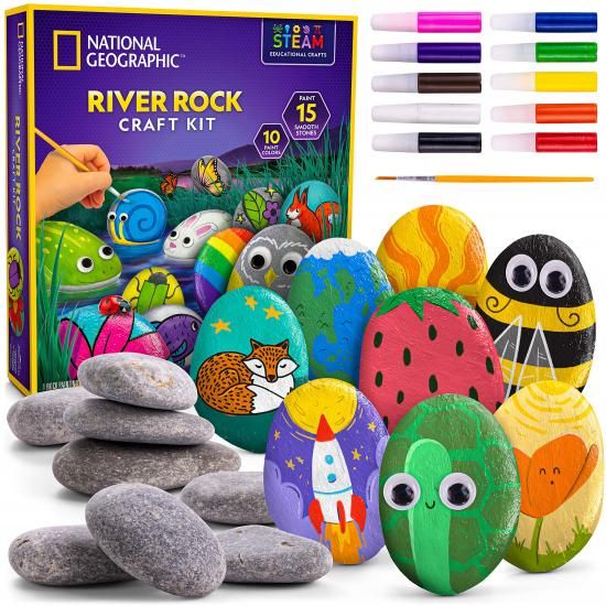 【商品名】National Geographic ナショナルジオグラフィック ロック ペインティング キット - 子供用アート＆クラフトキット、15個の川の岩をペイント＆デコレーション、10色のペイントとその他の画材付き、女の子と男の子向けの屋外用おもちゃNATIONAL GEOGRAPHIC Rock Painting Kit - Arts and Crafts Kit for Kids, Paint & Decorate 15 River Rocks with 10 Paint Colors & More Art Supplies, Outdoor Toys for Girls and Boys (Amazon Exclusive)【カテゴリー】 おもちゃ ： 知育・ラーニングトイ【商品説明】お子様に必要なものがすべて揃っています - この楽しいクラフトキットには、15個の石に絵を描いてデコレーションするためのものがすべて揃っています。10色のペイント、30個の動く目玉、転写デカール2枚！この石のペイントキットで、庭石やストーリーストーンなど、様々な石を作れます。何時間も楽しめる遊び - お子様は、友達や家族と一緒に創造力を発揮して大喜び！付属の15個の川石は滑らかで、付属の画材を使って簡単にデコレーションできます。お子様に優しい説明書 - このクラフト キットのわかりやすい説明書により、子供たちは、アマガエル、カタツムリ、ウサギなど、さまざまなクールな岩の生き物を含む自分だけの特別な岩のアートを作成するときに、楽しみに集中できます。（参考）EVERYTHING KIDS NEED - This super-fun craft kit includes everything to paint and decorate 15 rocks: 10 paint colors, 30 googly eyes & two sheets of transfer decals! Create garden stones, story stones & more with this rock painting kit.HOURS OF SHAREABLE FUN - Kids will have a blast as they express their creativity with friends and family! The 15 included river stones are smooth and easy to decorate with the included art supplies.KID-FRIENDLY INSTRUCTIONS - The easy-to-follow instructions in this craft kit allow kids to focus on the fun when creating their own special rock art, including a variety of cool rock creatures like a tree frog, garden snail, rabbit, and more!