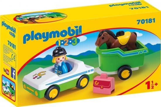 乐天商城 - Playmobil プレイモービル 70181 カー ウィズ ホース Trailer Starter