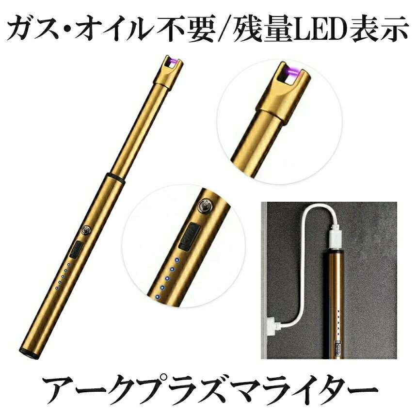 楽天ワールドショップ【スーパーセール中P5倍】 ローランド ライター ゴールド 電子ライター 点火用ライター プラズマ USB充電式 電気 防風 おしゃれ 軽量 薄型 アウトドア RORAND-GD