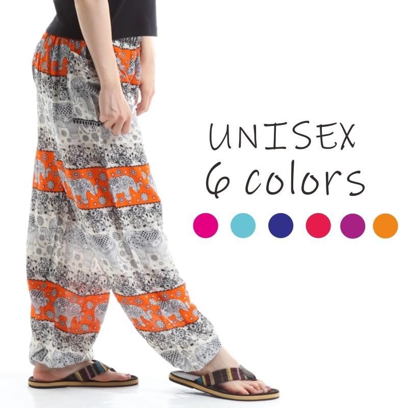 アジアンパンツ タイパンツ サルエルパンツ メンズ レディース ユニセックス 幅広ゴム エスニック SS-SR1724 G - PURPLE