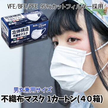 使い捨てマスク 箱あり 1カートン (40箱) 1箱50枚入り マスク 在庫あり 三層構造 普通サイズ 大人 花粉症対策 ますく mask レギュラーサイズ 立体 フェイスマス PM2.5 高品質マスク 高品質 バリブラン 抗菌通気超快適