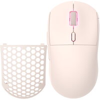 AJ199ゲーミングマウス PAW3395センサ ワイヤレス 2.4 Gモード 有線TYPE-C充電式 26000DPI 約59g軽量化設計 無線 持ち運びに便利 高精度ターゲティング ミュート 静音 DIY ゲーム用 仕事用 6ボタン、かわいい、おしゃれ、プレゼント(ピンク)