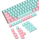 ゲーミングキーキャップ PBT ダブルショット 二色成型 117キー 61 60％/68/87 80 TKL/98/100/104キーボードに適用 Cherry MX/Gateron/Kailh スイッチ MX構造 Switches OEM プロファイル カスタムキーキャップ メカニカルキーボード切替用 キープーラー付き（ピンクブルー）